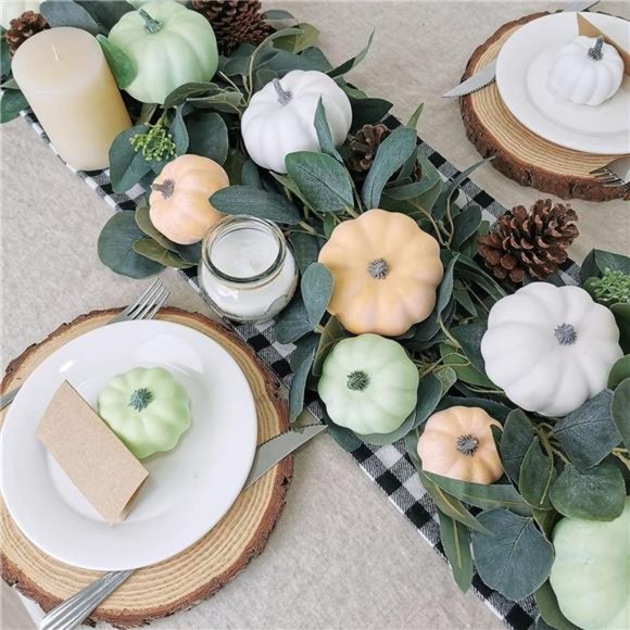 12Pcs Assorted Small Frosted Artificial Pumpkins Foam Pumpkins Rustic Harvest - Picture 3 of 7